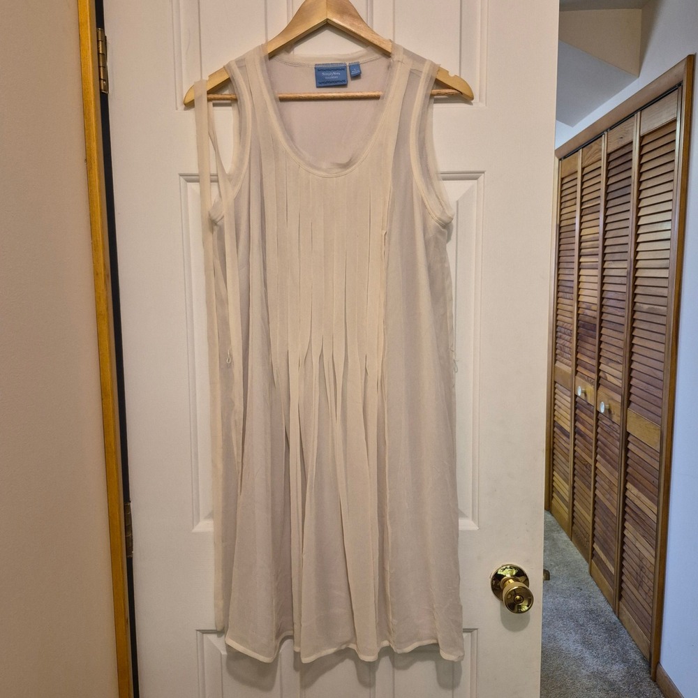 Simply Vera Vera Wang Ivory Pleated Sleeveless Shift Dress Womens Large Cream